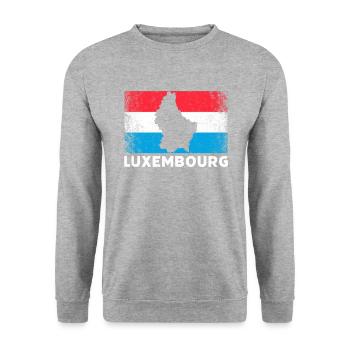 Luxembourg flag Luxembourger - Unisex Pullover - Weißgrau meliert - Vorne - Alina (178cm) & Michal (187cm)