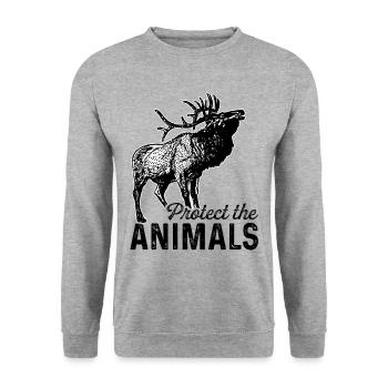 Protect The Animals Animal Lover Zoologist Zoo Kee - Unisex Pullover - Weißgrau meliert - Vorne - Alina (178cm) & Michal (187cm)