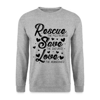 Rescue The Mistreated Save The Injured Animal Keep - Unisex Pullover - Weißgrau meliert - Vorne - Alina (178cm) & Michal (187cm)