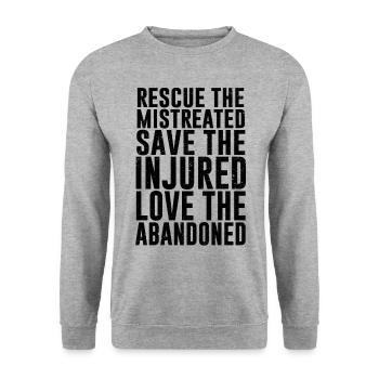 Rescue The Mistreated Save The Injured Animal Keep - Unisex Pullover - Weißgrau meliert - Vorne - Alina (178cm) & Michal (187cm)