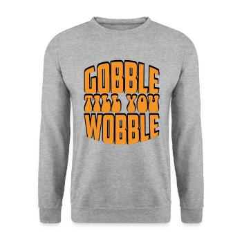 Gobble till you wobble - Thanksgiving saying - Unisex Sweatshirt - salt & pepper - Front - Alina (178cm) & Michal (187cm)