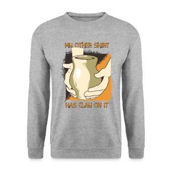 Has Clay On It Funny Pottery - Unisex Sweatshirt - salt & pepper - Front - Alina (178cm) & Michal (187cm)