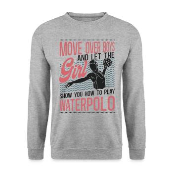 Water Polo Girl Vintage Move Over - Unisex Sweatshirt - salt & pepper - Front - Alina (178cm) & Michal (187cm)
