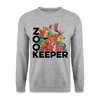 Retro Graphic Animal Keeper Zoo Keeper Animal Love - Unisex Pullover - Weißgrau meliert - Vorne - Alina (178cm) & Michal (187cm)