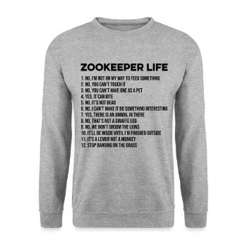 Life Of A Zoo Keeper Animal Lover Zoologist Animal - Unisex Pullover - Weißgrau meliert - Vorne - Alina (178cm) & Michal (187cm)