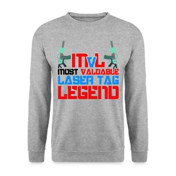 Most Valuable Lasertag Legend Lasergame Lasertag P - Unisex Pullover - Weißgrau meliert - Vorne - Alina (178cm) & Michal (187cm)