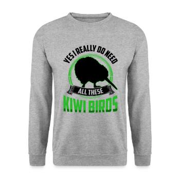 Brauche diese Kiwi Vögel Neuseeland Kiwi Vogel - Unisex Pullover - Weißgrau meliert - Vorne - Alina (178cm) & Michal (187cm)