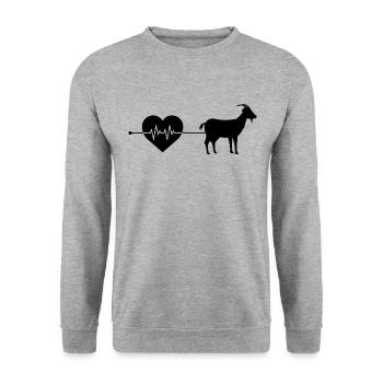 Ziege Herzschlag - Unisex Pullover - Weißgrau meliert - Vorne - Alina (178cm) & Michal (187cm)