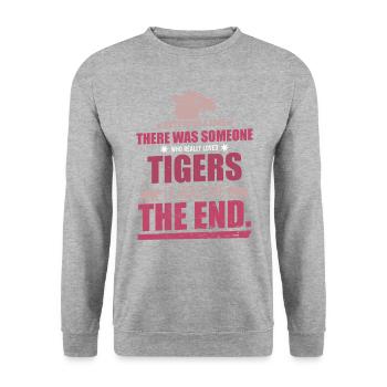 Drôle de dicton pour les amis tigres - Sweat-shirt Unisexe - gris chiné - Devant - Alina (178cm) & Michal (187cm)