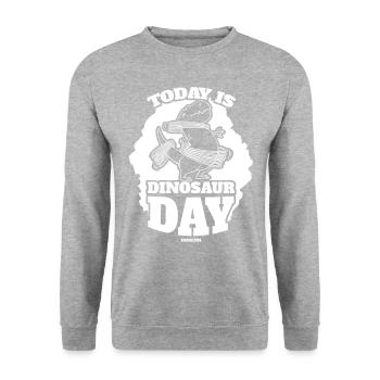 Aujourd’hui, c’est le jour des dinosaures - Sweat-shirt Unisexe - gris chiné - Devant - Alina (178cm) & Michal (187cm)