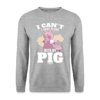 Cochon - Sweat-shirt Unisexe - gris chiné - Devant - Alina (178cm) & Michal (187cm)