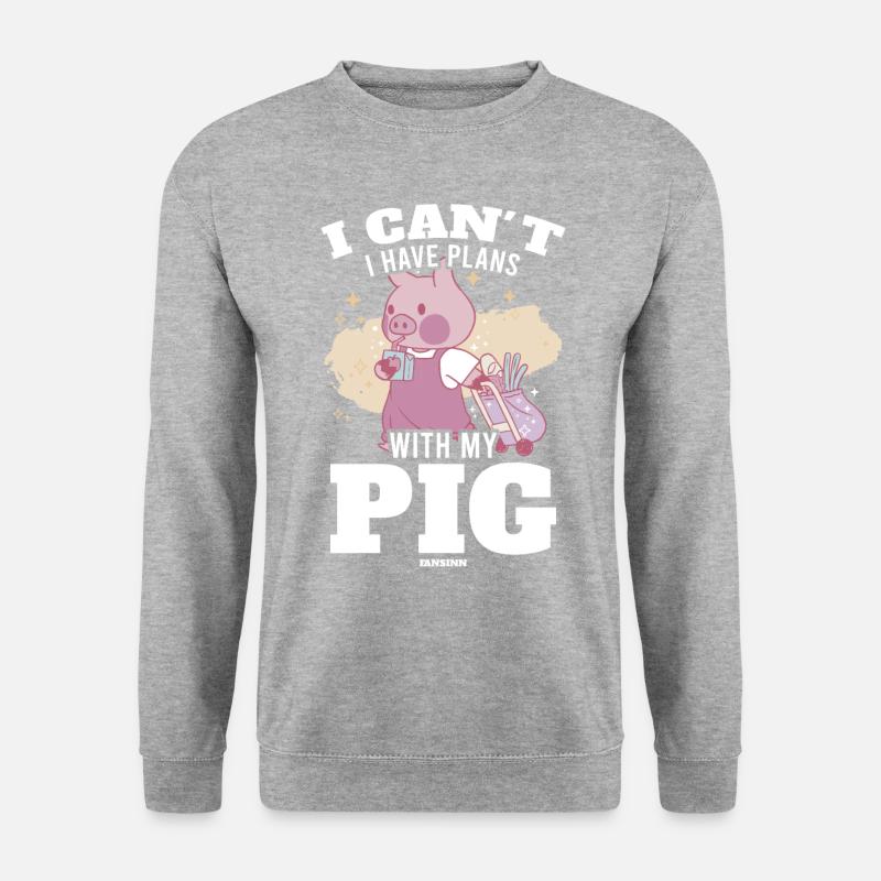 Schwein - Unisex Pullover - Weißgrau meliert