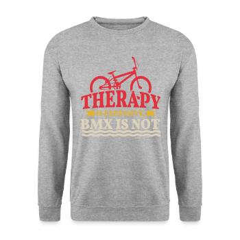La thérapie coûte cher BMX l’équitation n’est pas - Sweat-shirt Unisexe - gris chiné - Devant - Alina (178cm) & Michal (187cm)