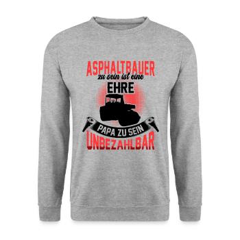 Asphaltbauer zu sein ist eine Ehre Asphaltierer - Unisex Pullover - Weißgrau meliert - Vorne - Alina (178cm) & Michal (187cm)