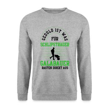 Galabauer rasten aus Gartenbau Galabau - Unisex Pullover - Weißgrau meliert - Vorne - Alina (178cm) & Michal (187cm)