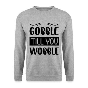 Gobble till you wobble - Thanksgiving saying - Unisex Sweatshirt - salt & pepper - Front - Alina (178cm) & Michal (187cm)