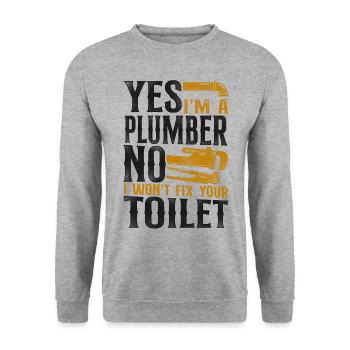 Plombier Plombier Vintage Oui je suis - Sweat-shirt Unisexe - gris chiné - Devant - Alina (178cm) & Michal (187cm)