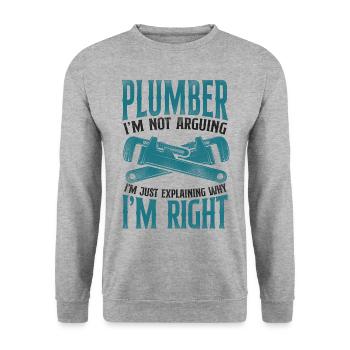 Plombier Plombier Plombier Vintage Plombier - Sweat-shirt Unisexe - gris chiné - Devant - Alina (178cm) & Michal (187cm)