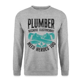 Plumbing Plumber Electrician - Unisex Sweatshirt - salt & pepper - Front - Alina (178cm) & Michal (187cm)