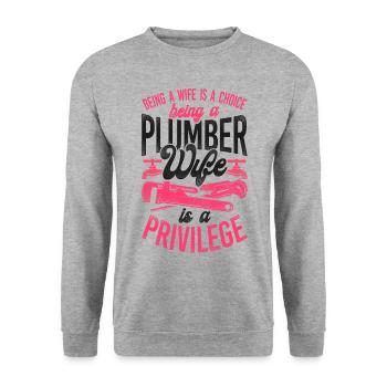 Plomberie Plombier Femme Mari - Sweat-shirt Unisexe - gris chiné - Devant - Alina (178cm) & Michal (187cm)
