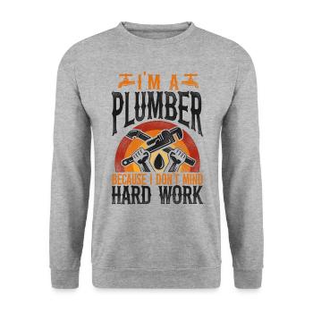 Plombier de plomberie vintage Je suis un - Sweat-shirt Unisexe - gris chiné - Devant - Alina (178cm) & Michal (187cm)