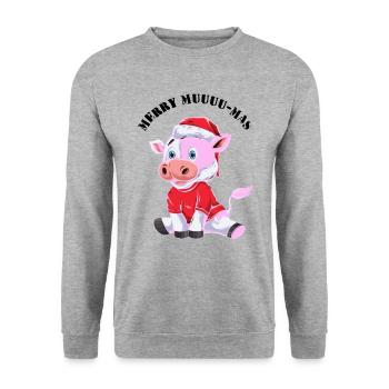 Merry Muuu Mas Outfit - Unisex Pullover - Weißgrau meliert - Vorne - Alina (178cm) & Michal (187cm)