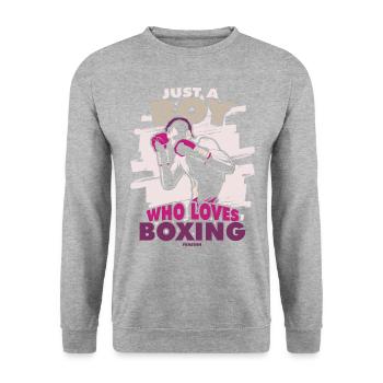 Just A Boy Who Loves Boxing - Unisex Pullover - Weißgrau meliert - Vorne - Alina (178cm) & Michal (187cm)