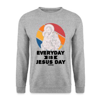 Everyday Is Jesus Day - Unisex Pullover - Weißgrau meliert - Vorne - Alina (178cm) & Michal (187cm)