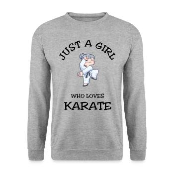 Just A Girl Who Loves Karate - Unisex Sweatshirt - salt & pepper - Front - Alina (178cm) & Michal (187cm)