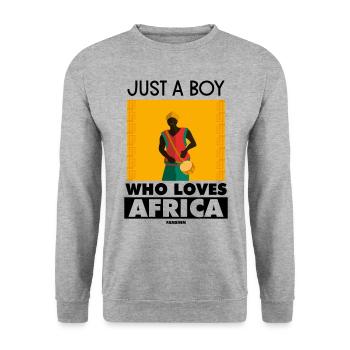 Just A Boy Who Loves Africa - Unisex Sweatshirt - salt & pepper - Front - Alina (178cm) & Michal (187cm)