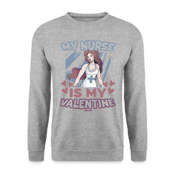 My Nurse Is My Valentine - Unisex Pullover - Weißgrau meliert - Vorne - Alina (178cm) & Michal (187cm)