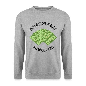 Inflation 2023 ich wer dabei Schwarz Outfit - Unisex Pullover - Weißgrau meliert - Vorne - Alina (178cm) & Michal (187cm)