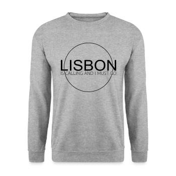 Lisbon Quote - Unisex Sweatshirt - salt & pepper - Front - Alina (178cm) & Michal (187cm)