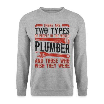Plumbing Plumber Vintage There Are - Unisex Sweatshirt - salt & pepper - Front - Alina (178cm) & Michal (187cm)