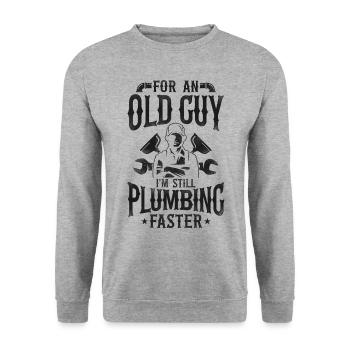 Plumbing Plumber Grandpa Retired - Unisex Sweatshirt - salt & pepper - Front - Alina (178cm) & Michal (187cm)