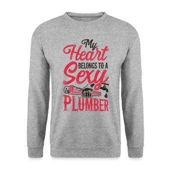 Plumbing Plumber Girlfriend Wife - Unisex Pullover - Weißgrau meliert - Vorne - Alina (178cm) & Michal (187cm)