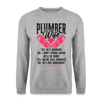 Plumbing Plumber Wife Plumber Wife - Unisex Pullover - Weißgrau meliert - Vorne - Alina (178cm) & Michal (187cm)