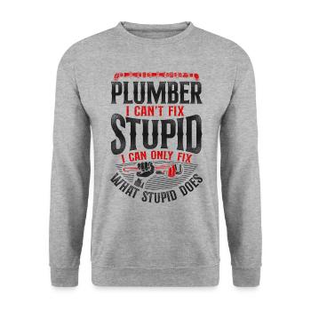 Plumbing Plumber Vintage Plumber I - Unisex Pullover - Weißgrau meliert - Vorne - Alina (178cm) & Michal (187cm)