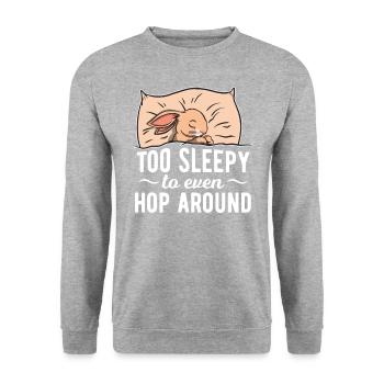 Le lapin fatigué dort au lit la nuit - Sweat-shirt Unisexe - gris chiné - Devant - Alina (178cm) & Michal (187cm)