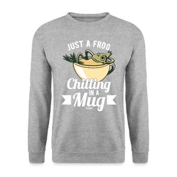 Just A Frog Chilling In A Mug - Unisex Pullover - Weißgrau meliert - Vorne - Alina (178cm) & Michal (187cm)