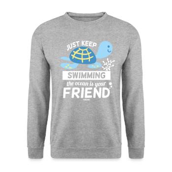 Turtle - Unisex Sweatshirt - salt & pepper - Front - Alina (178cm) & Michal (187cm)
