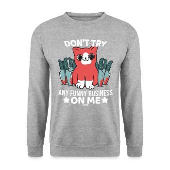 cute cat is crazy - Unisex Sweatshirt - salt & pepper - Front - Alina (178cm) & Michal (187cm)