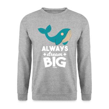Douce grosse baleine bleue nageant dans la mer - Sweat-shirt Unisexe - gris chiné - Devant - Alina (178cm) & Michal (187cm)