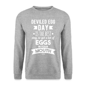 Deviled Eggs Day - Unisex Sweatshirt - salt & pepper - Front - Alina (178cm) & Michal (187cm)