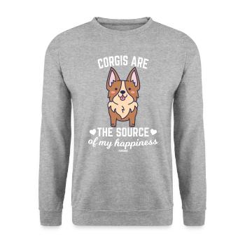mignon chien de compagnie Corgi - Sweat-shirt Unisexe - gris chiné - Devant - Alina (178cm) & Michal (187cm)