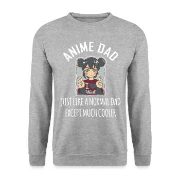 Anime Dad Just Like A Normal Dad - Unisex Pullover - Weißgrau meliert - Vorne - Alina (178cm) & Michal (187cm)