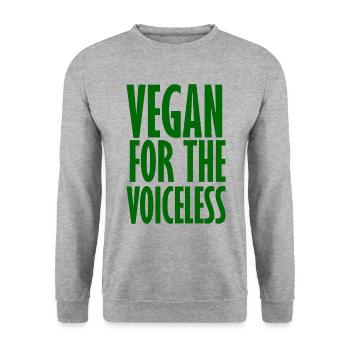 Vegan For The Voiceless - Vegan Saying - Unisex Sweatshirt - salt & pepper - Front - Alina (178cm) & Michal (187cm)