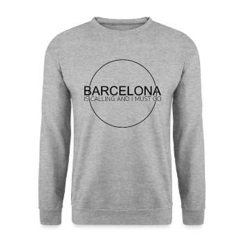 Citation de Barcelone - Sweat-shirt Unisexe - gris chiné - Devant - Alina (178cm) & Michal (187cm)