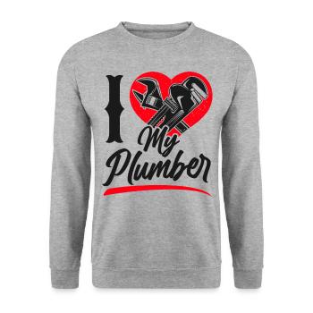 Plumbing Plumber Girlfriend Wife - Unisex Sweatshirt - salt & pepper - Front - Alina (178cm) & Michal (187cm)