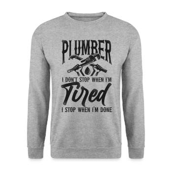 Plumbing Plumber Vintage Plumber I - Unisex Pullover - Weißgrau meliert - Vorne - Alina (178cm) & Michal (187cm)